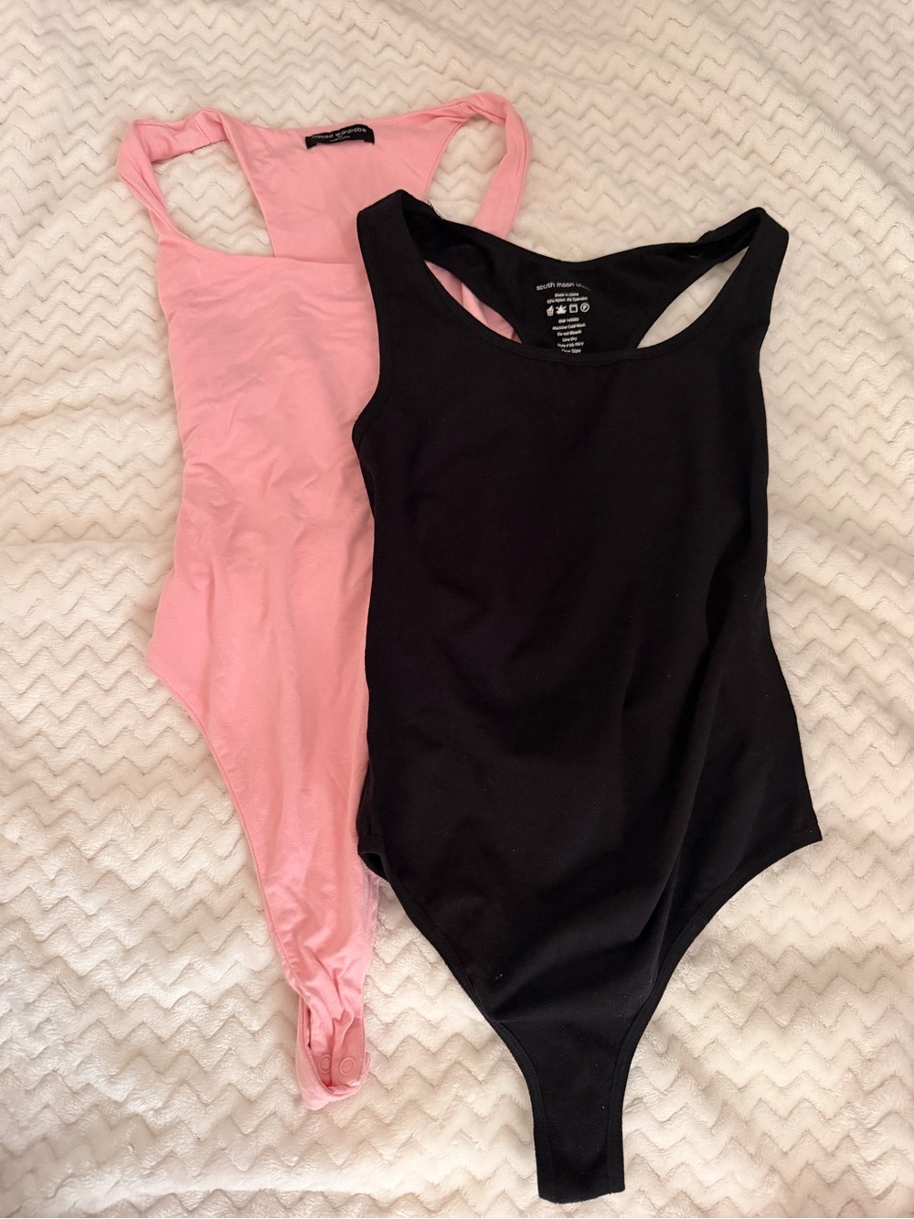 South Moon Under Tank Bodysuits - Black & Light Pink